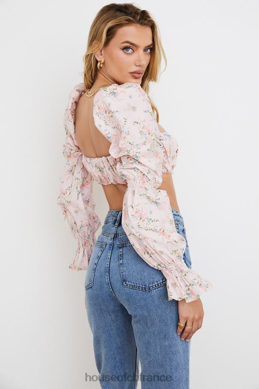 House of CB Haut brassière froncé à fleurs rose Henrietta N888H745 vêtements