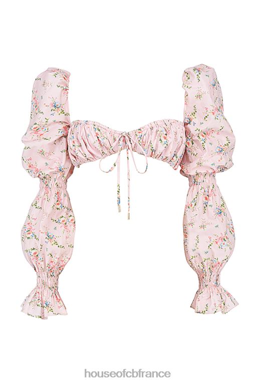 House of CB Haut brassière froncé à fleurs rose Henrietta N888H745 vêtements