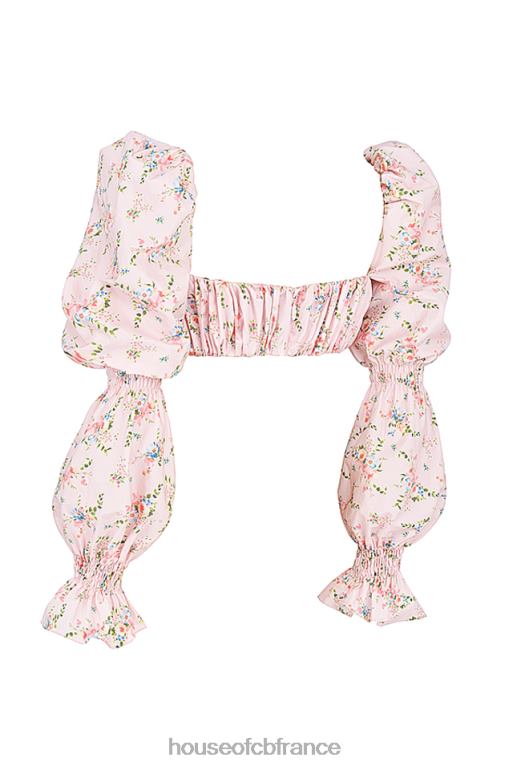 House of CB Haut brassière froncé à fleurs rose Henrietta N888H745 vêtements