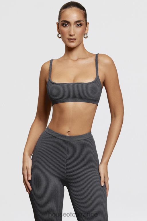 House of CB bralette en maille côtelée gris foncé mischa N888H703 vêtements