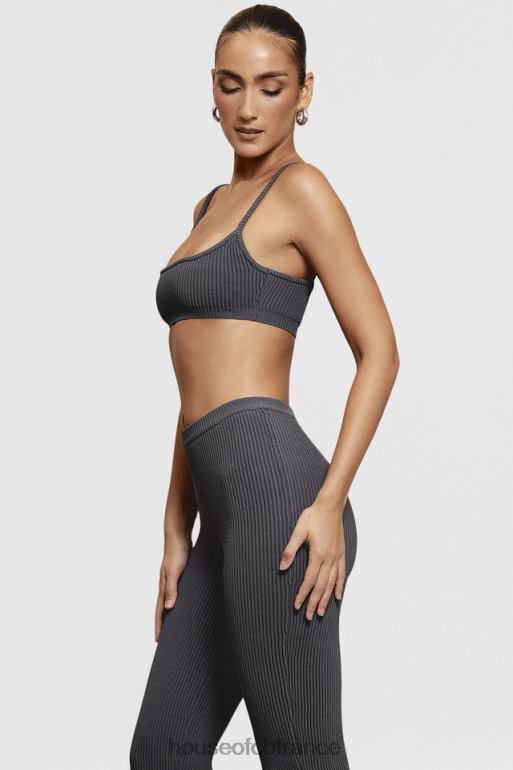 House of CB bralette en maille côtelée gris foncé mischa N888H703 vêtements