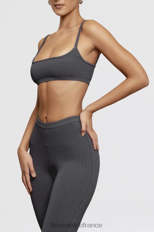 House of CB bralette en maille côtelée gris foncé mischa N888H703 vêtements