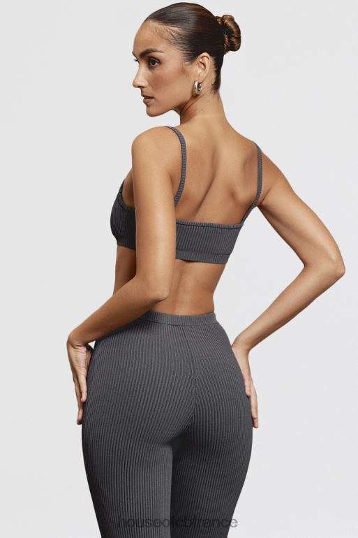 House of CB bralette en maille côtelée gris foncé mischa N888H703 vêtements