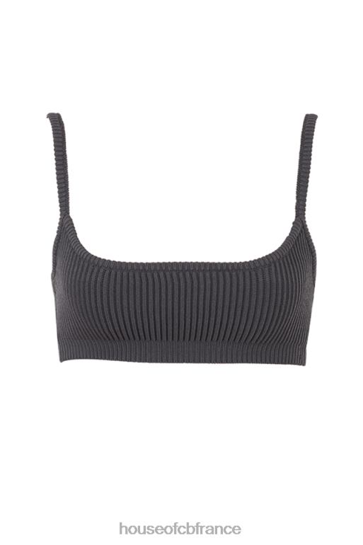 House of CB bralette en maille côtelée gris foncé mischa N888H703 vêtements