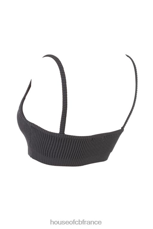 House of CB bralette en maille côtelée gris foncé mischa N888H703 vêtements