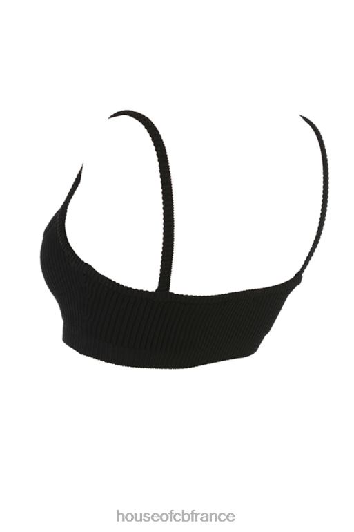 House of CB bralette en maille côtelée noire Mischa N888H690 vêtements