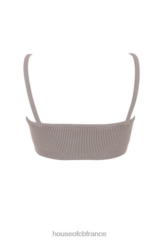 House of CB bralette en maille côtelée taupe mischa N888H691 vêtements