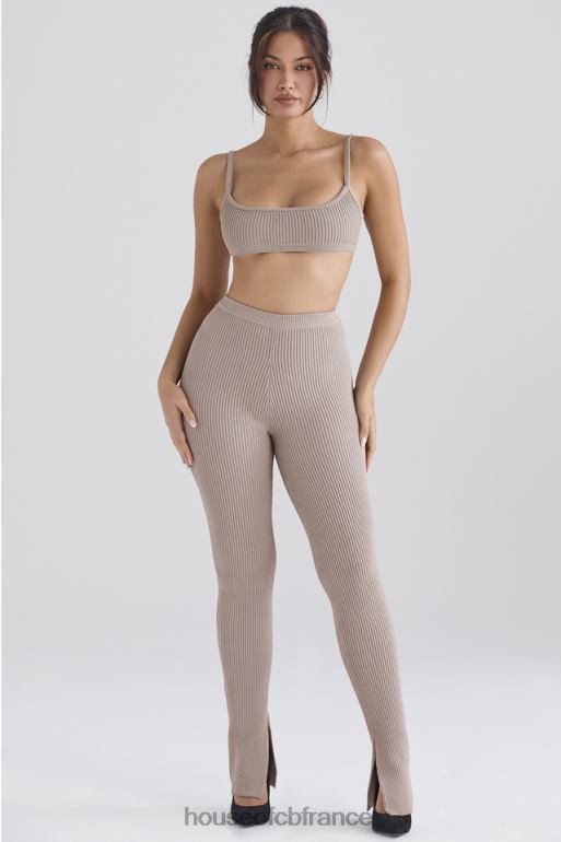 House of CB bralette en maille côtelée taupe mischa N888H691 vêtements