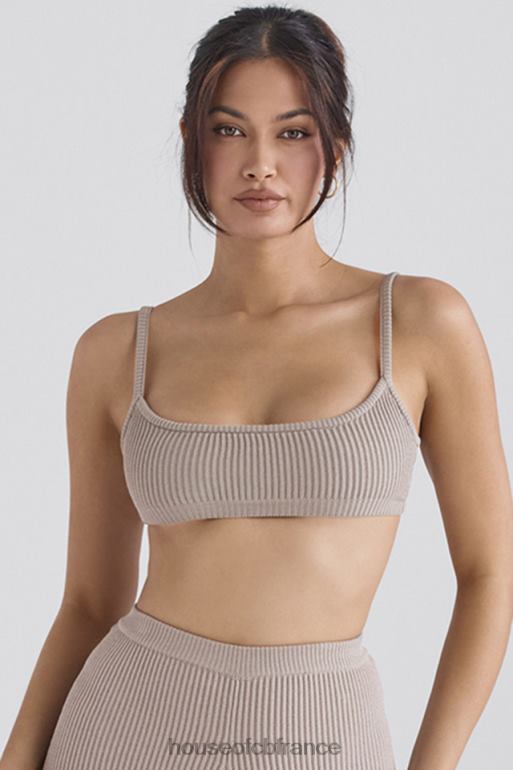 House of CB bralette en maille côtelée taupe mischa N888H691 vêtements