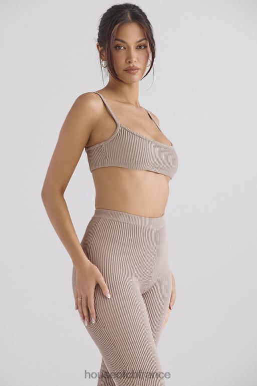 House of CB bralette en maille côtelée taupe mischa N888H691 vêtements