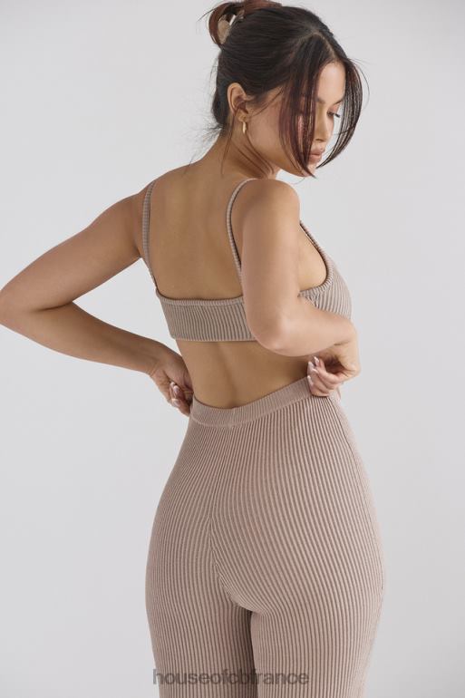 House of CB bralette en maille côtelée taupe mischa N888H691 vêtements