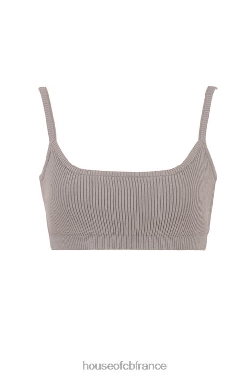 House of CB bralette en maille côtelée taupe mischa N888H691 vêtements