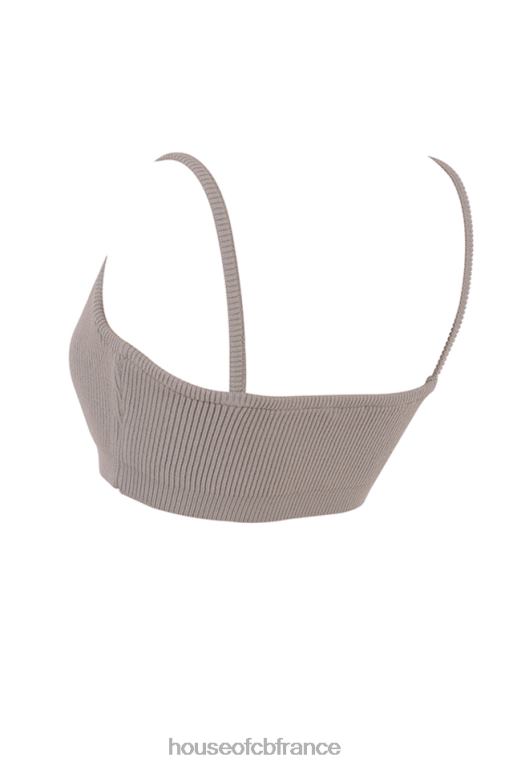 House of CB bralette en maille côtelée taupe mischa N888H691 vêtements