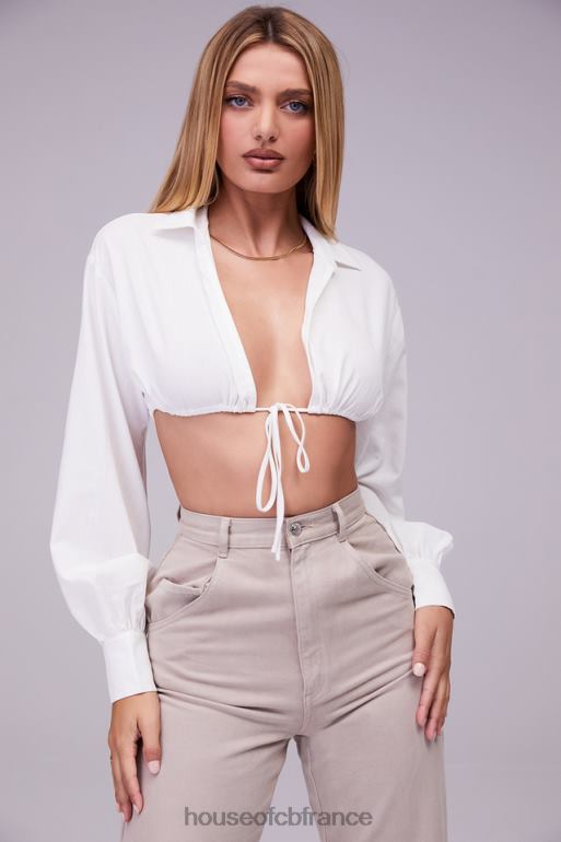 House of CB mistress rocks wishlist - chemise courte blanche à manches ballon et brassière N888H739 vêtements