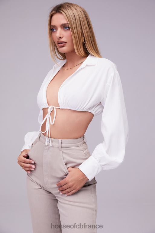 House of CB mistress rocks wishlist - chemise courte blanche à manches ballon et brassière N888H739 vêtements