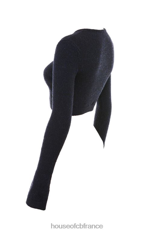 House of CB Cardigan court en tricot duveteux bleu marine Lulie N888H734 vêtements