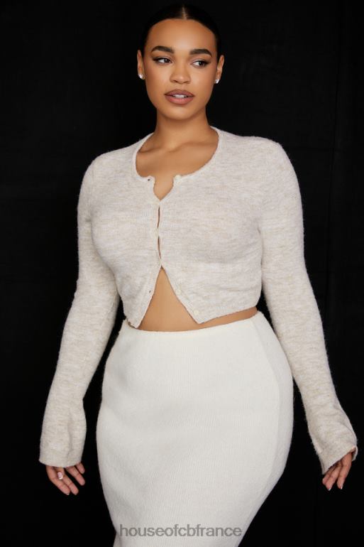 House of CB Cardigan court en tricot moelleux à l\'avoine Lulie N888H733 vêtements