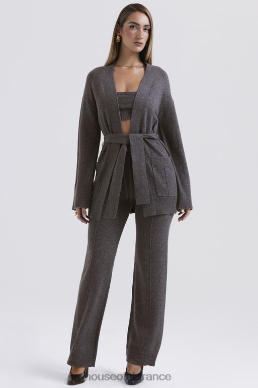 House of CB alaia cardigan en cachemire mélangé anthracite avec ceinture N888H652 vêtements