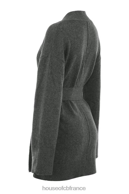 House of CB alaia cardigan en cachemire mélangé anthracite avec ceinture N888H652 vêtements