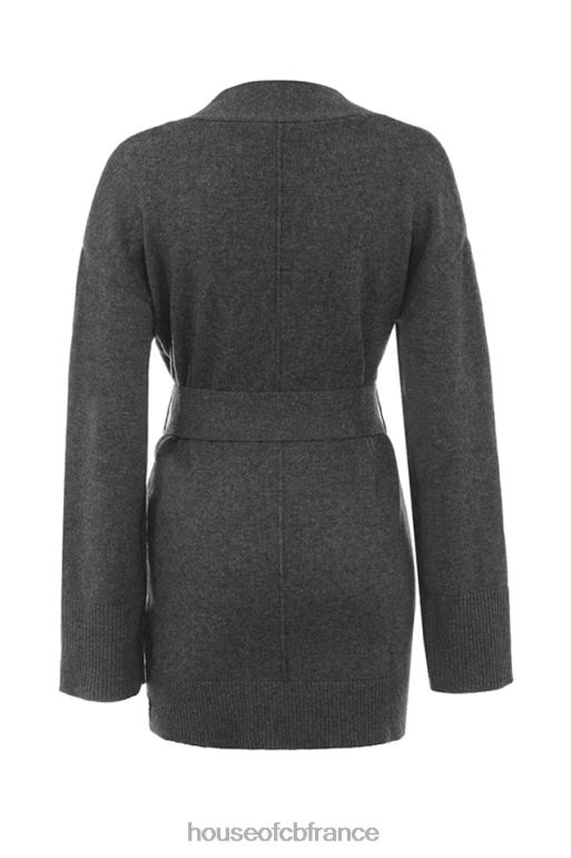 House of CB alaia cardigan en cachemire mélangé anthracite avec ceinture N888H652 vêtements