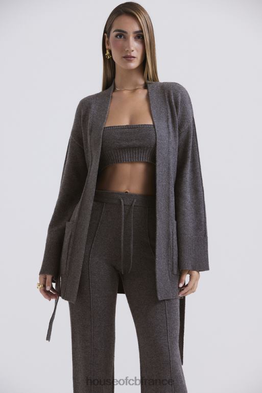 House of CB alaia cardigan en cachemire mélangé anthracite avec ceinture N888H652 vêtements