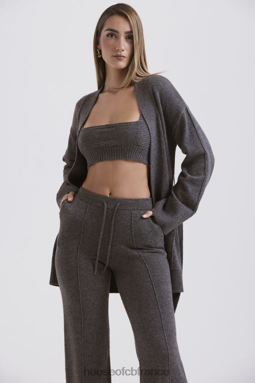 House of CB alaia cardigan en cachemire mélangé anthracite avec ceinture N888H652 vêtements