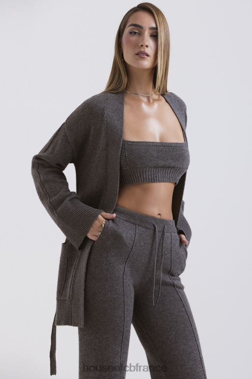 House of CB alaia cardigan en cachemire mélangé anthracite avec ceinture N888H652 vêtements
