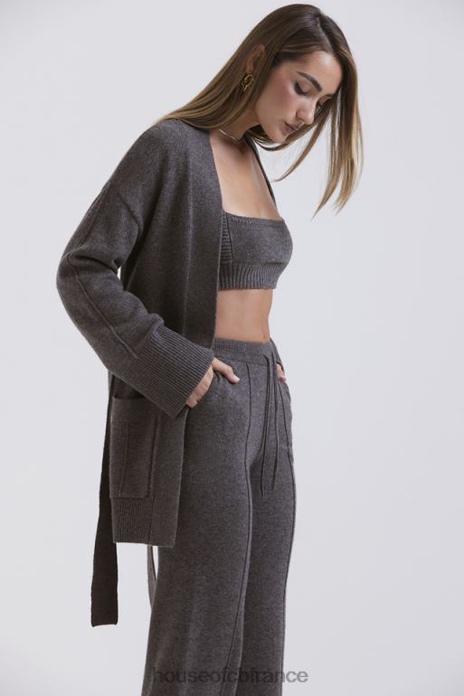 House of CB alaia cardigan en cachemire mélangé anthracite avec ceinture N888H652 vêtements