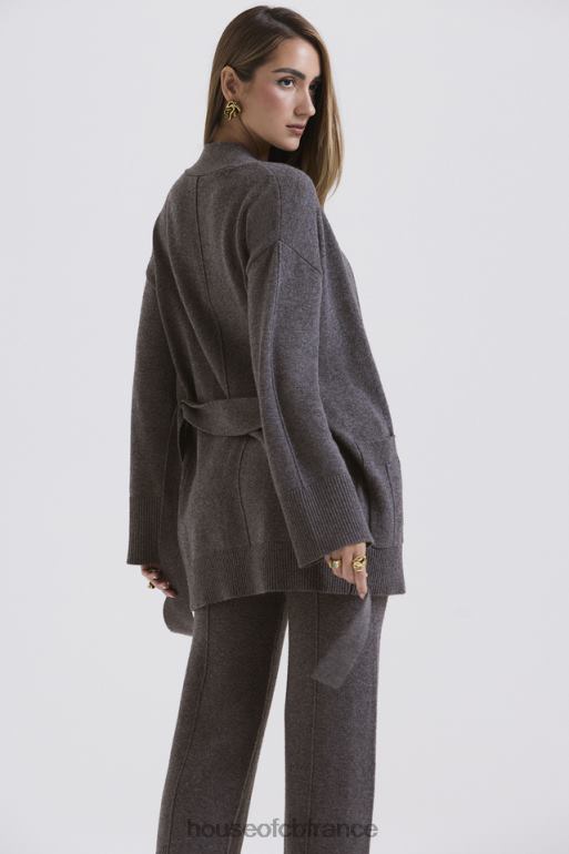 House of CB alaia cardigan en cachemire mélangé anthracite avec ceinture N888H652 vêtements