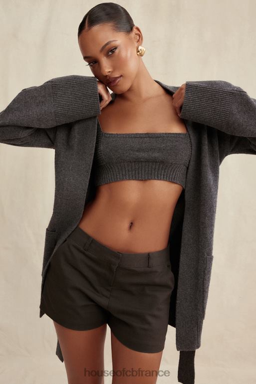 House of CB alaia cardigan en cachemire mélangé anthracite avec ceinture N888H652 vêtements
