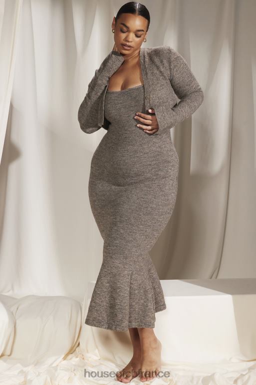 House of CB andie - cardigan court en tricot chiné marron N888H732 vêtements