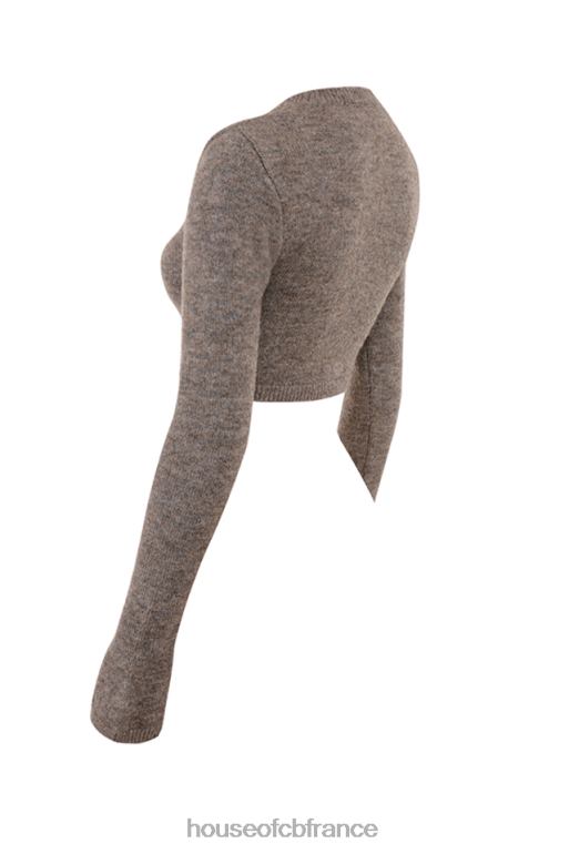 House of CB andie - cardigan court en tricot chiné marron N888H732 vêtements