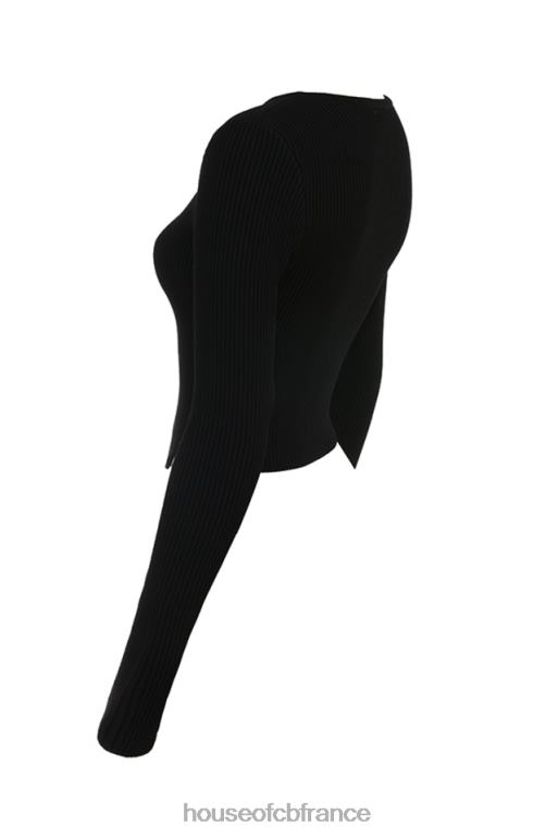 House of CB cardigan en maille côtelée noire sylvia N888H695 vêtements