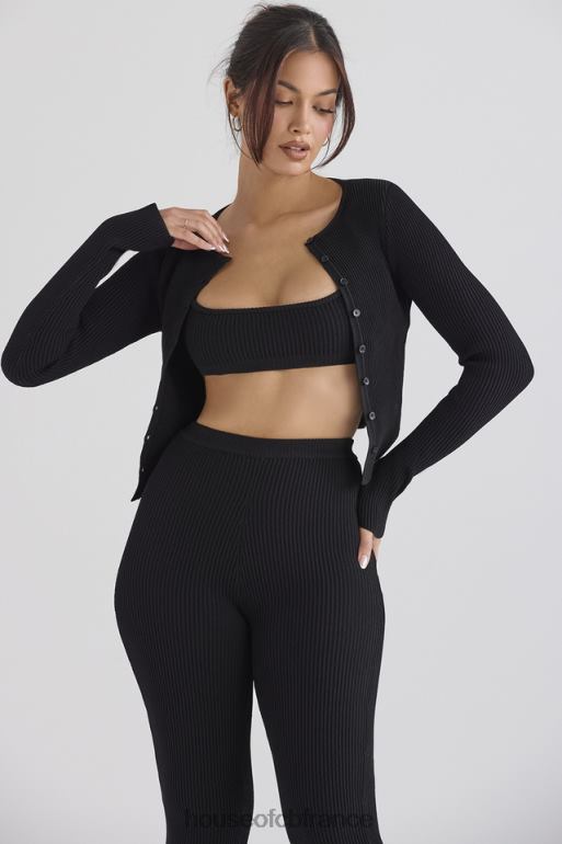 House of CB cardigan en maille côtelée noire sylvia N888H695 vêtements