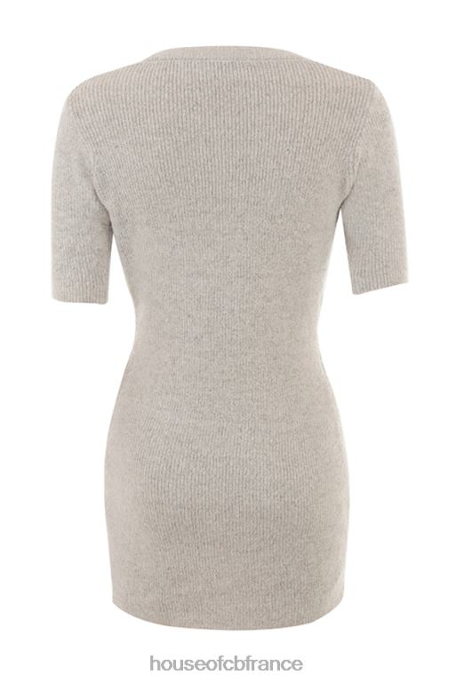 House of CB cardigan en maille côtelée opale avoine N888H730 vêtements