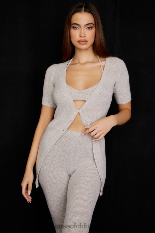 House of CB cardigan en maille côtelée opale avoine N888H730 vêtements