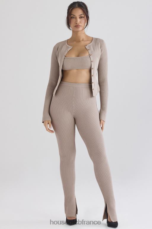 House of CB cardigan en maille côtelée taupe sylvia N888H696 vêtements