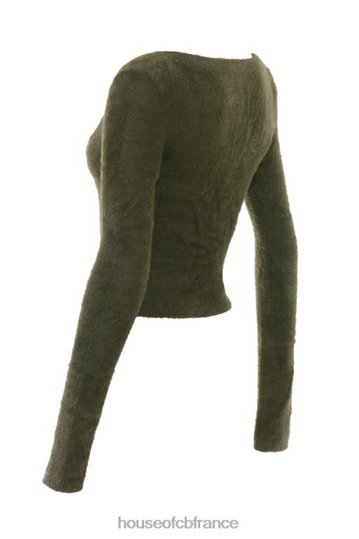 House of CB cardigan kaki en tricot doux et moelleux Gene N888H658 vêtements