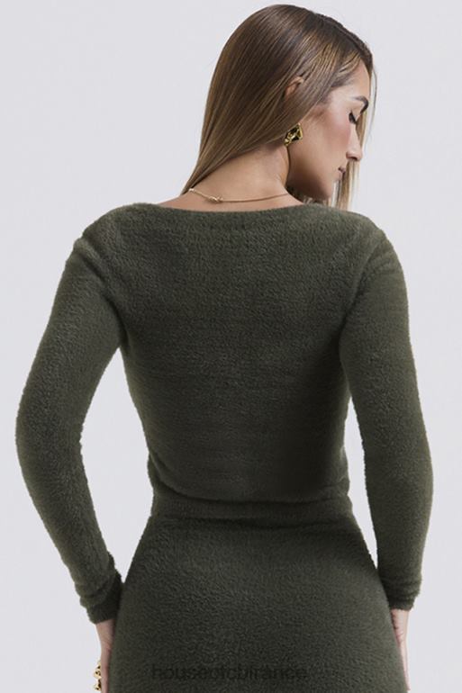 House of CB cardigan kaki en tricot doux et moelleux Gene N888H658 vêtements
