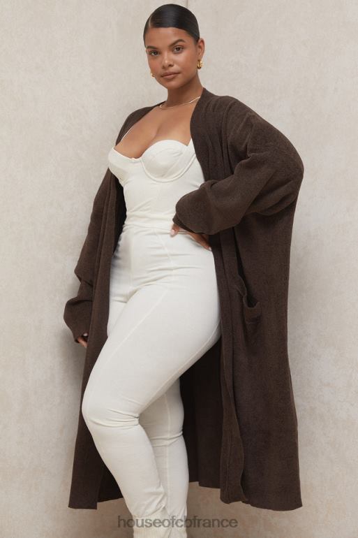 House of CB cardigan oversize en tricot chocolat chloé N888H780 vêtements