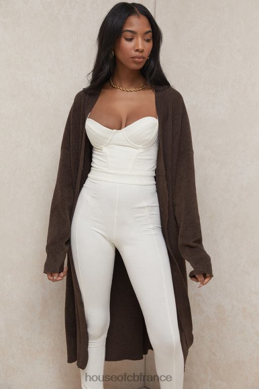 House of CB cardigan oversize en tricot chocolat chloé N888H780 vêtements