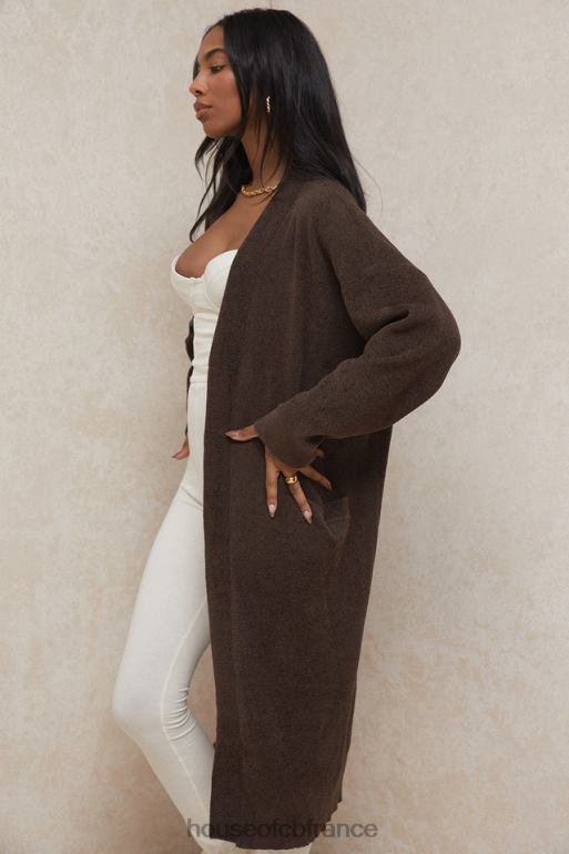 House of CB cardigan oversize en tricot chocolat chloé N888H780 vêtements