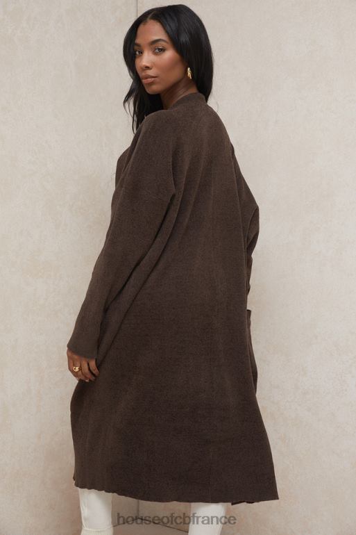 House of CB cardigan oversize en tricot chocolat chloé N888H780 vêtements