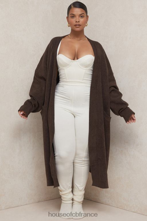 House of CB cardigan oversize en tricot chocolat chloé N888H780 vêtements