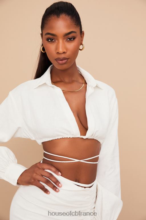 House of CB iris - chemise courte cache-cœur blanc cassé N888H741 vêtements