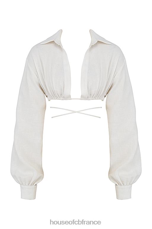 House of CB iris - chemise courte cache-cœur blanc cassé N888H741 vêtements