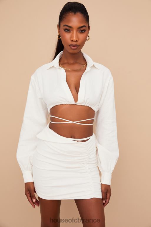 House of CB iris - chemise courte cache-cœur blanc cassé N888H741 vêtements