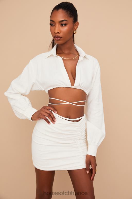 House of CB iris - chemise courte cache-cœur blanc cassé N888H741 vêtements