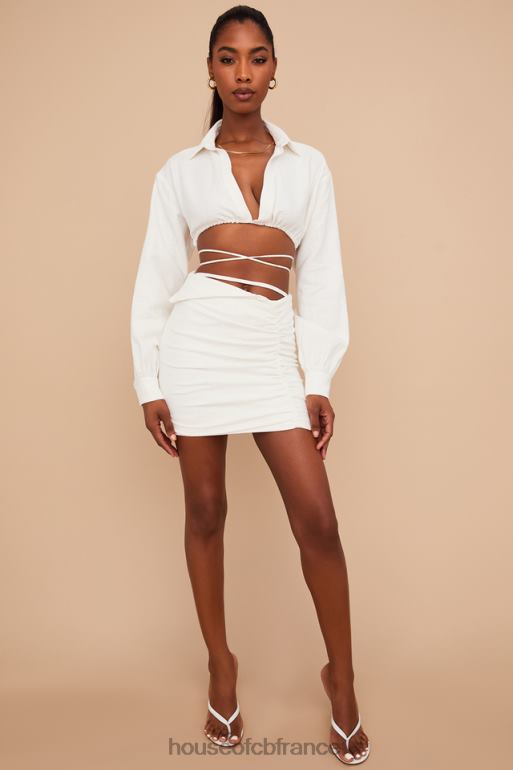 House of CB iris - chemise courte cache-cœur blanc cassé N888H741 vêtements