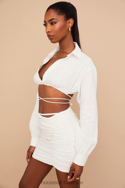 House of CB iris - chemise courte cache-cœur blanc cassé N888H741 vêtements
